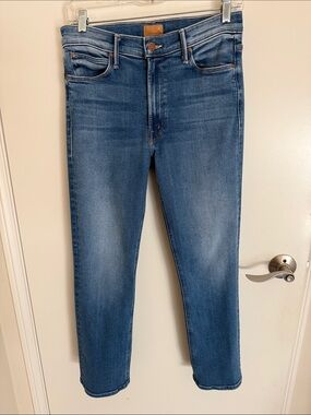 MOTHER Straight-Leg Jeans in Medium Blue Wash